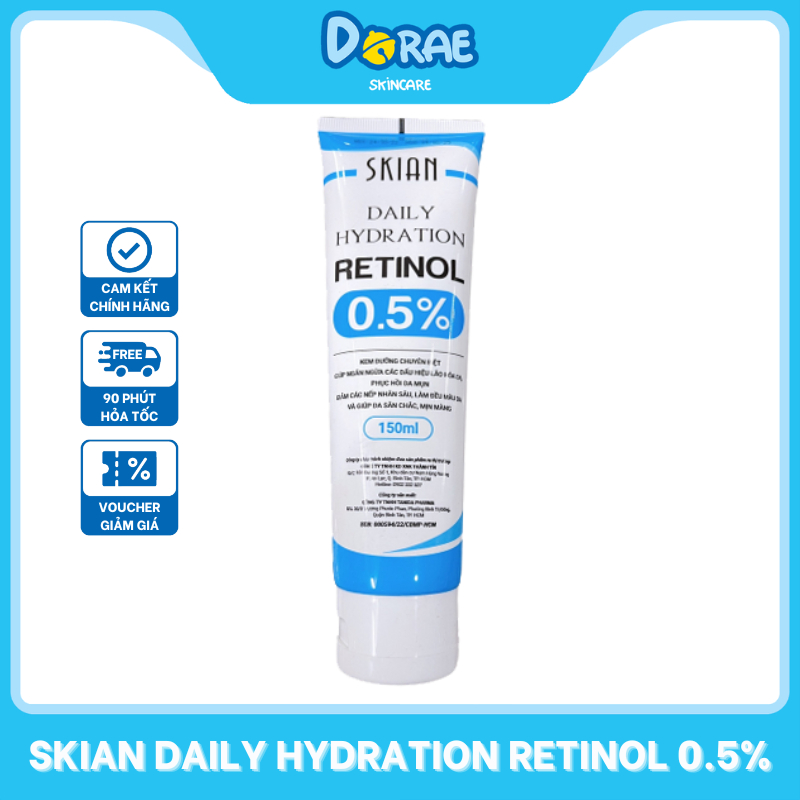 SKIAN l Kem dưỡng ẩm giúp ngăn ngừa lão hóa, phục hồi da mụn, làm đều màu da Skian Daily Hydration Retinol 0.5% 150ml