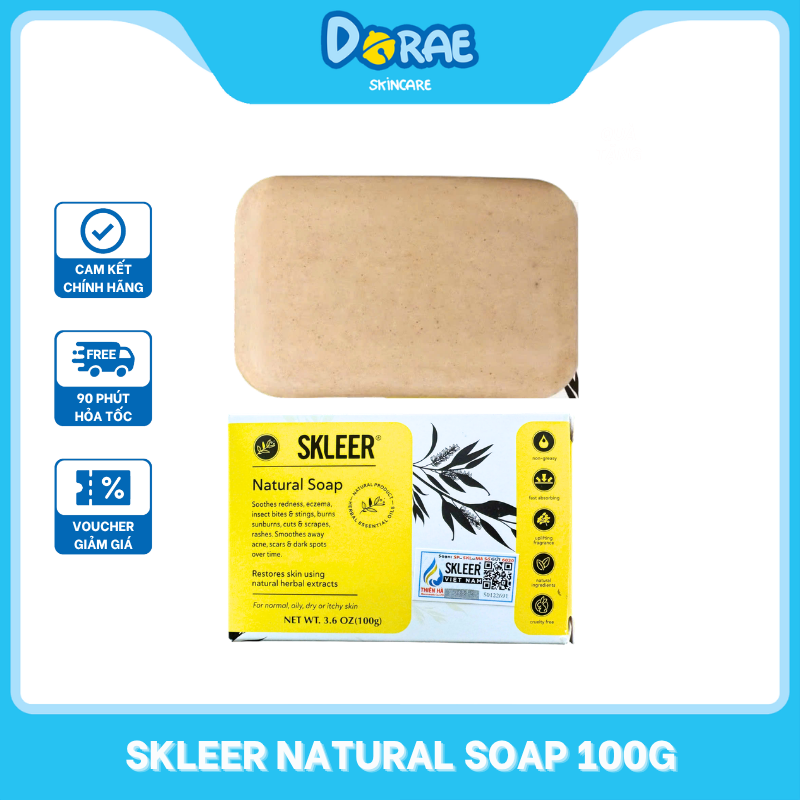 SKLEER l Xà phòng dưỡng ẩm phục hồi, làm dịu da dành cho trẻ em và cả gia đình Skleer Natural Soap