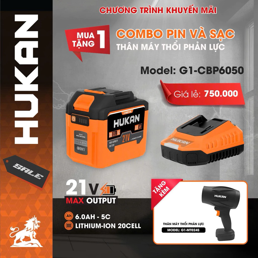 Bộ combo sạc và pin hukan 20cell 6.0a mạch 4 mofest sạc vỏ chống va đập