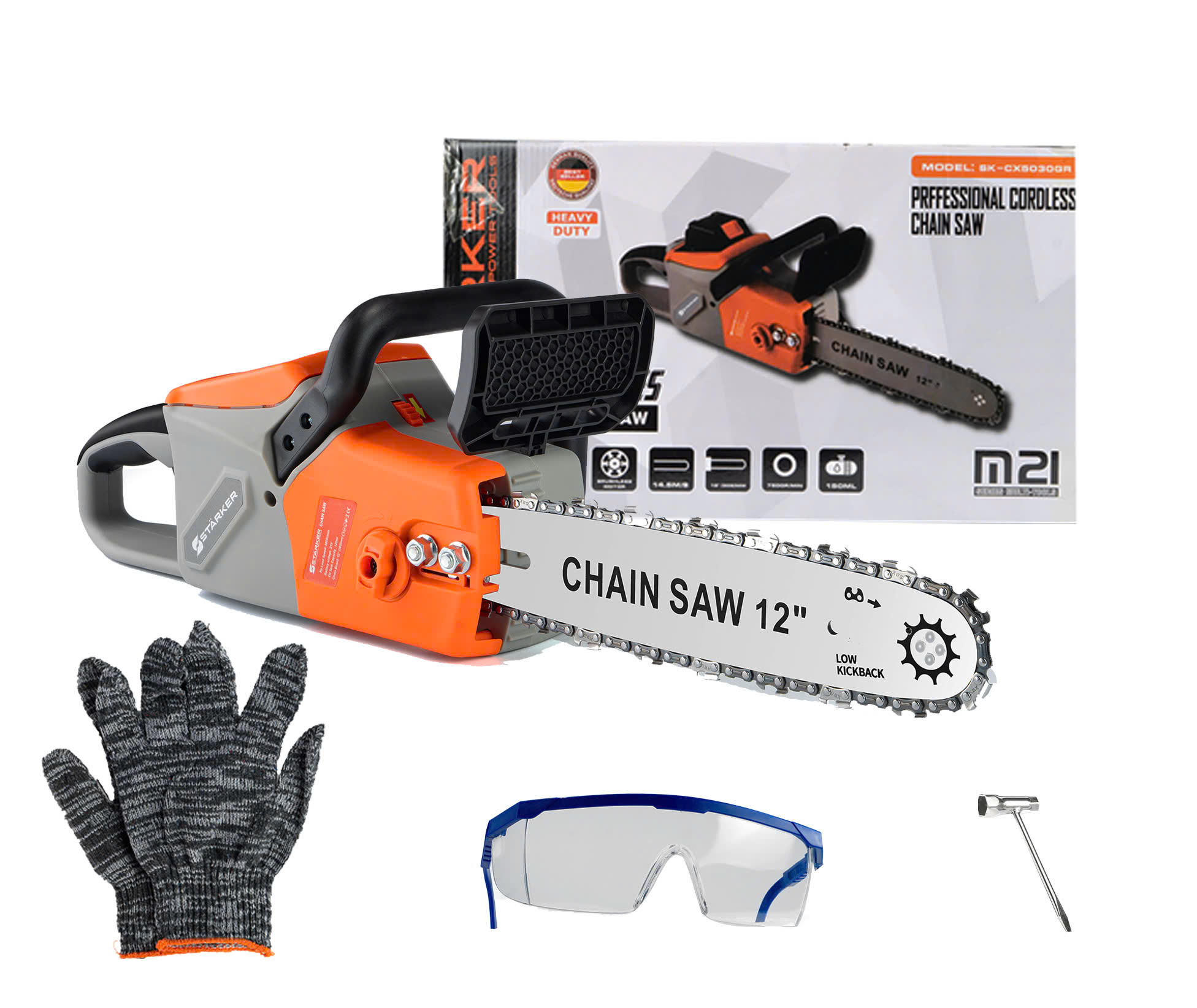 MÁY CƯA XÍCH PIN STARKER SK-CX5030GR CHẠY PIN MKT CHÂN PIN PHỔ THÔNG - ĐỘNG CƠ KHÔNG THAN - thân máy
