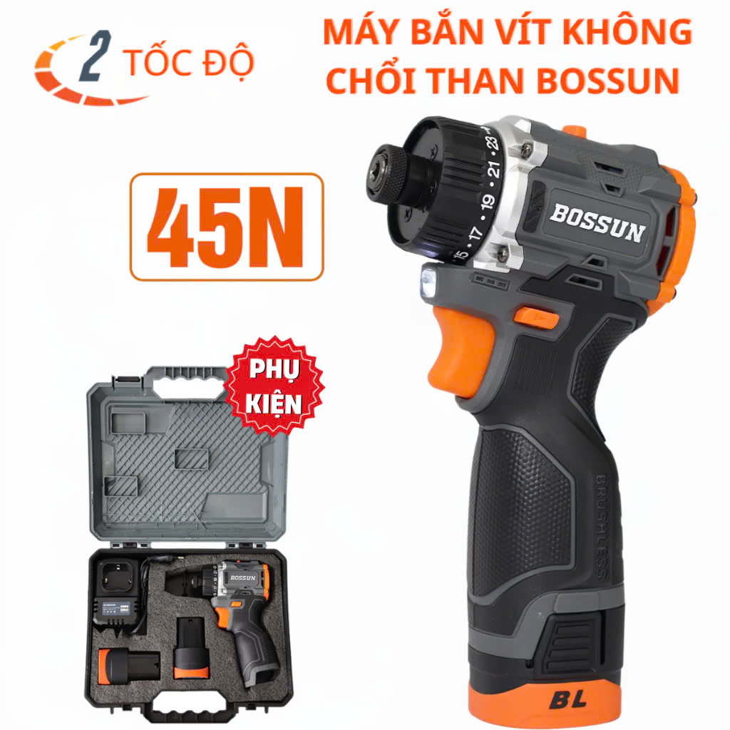 Máy Bắn Vít Không Chổi Than Bossun M16B-VT45BL – 2 Cấp Tốc Độ, 23 Cấp Trượt