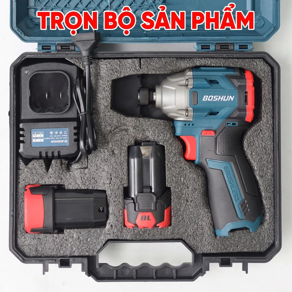 Máy Chuyên Vít Boshun 150Nm, BS-SD150BL,3 Tốc Độ,Động Cơ Từ, Dùng Pin 16.8V, Đầu 1/4