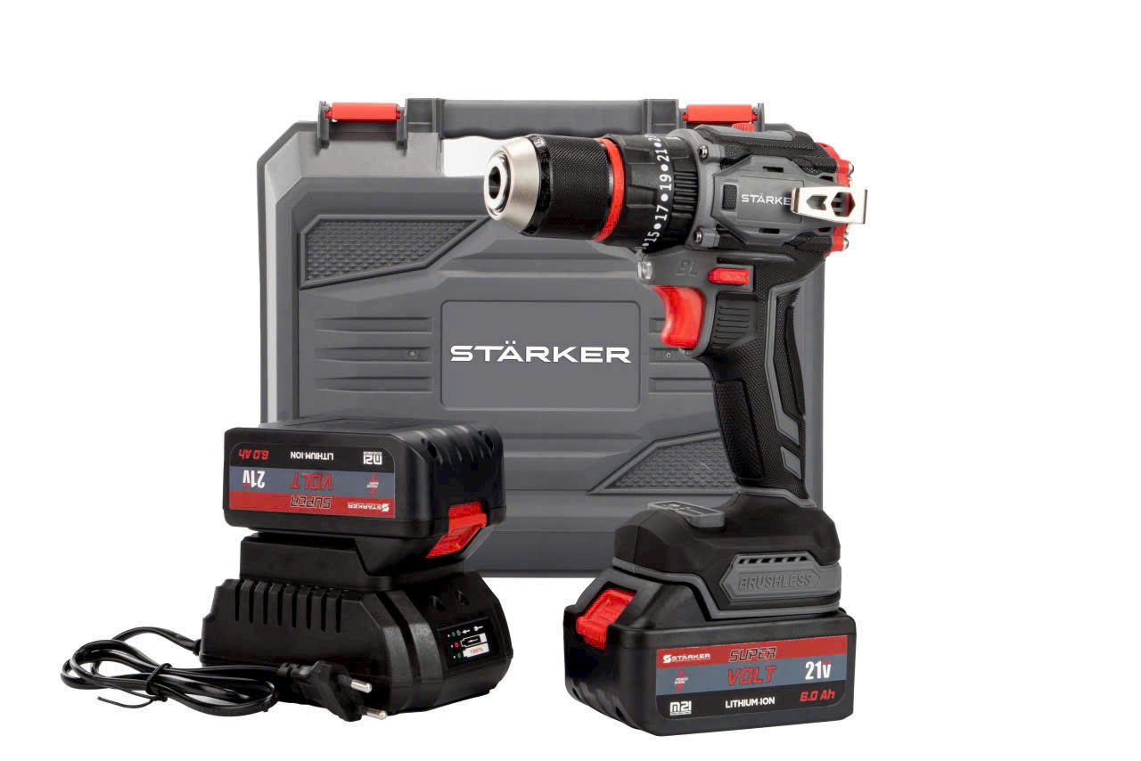Máy Khoan Cầm Tay STARKER SK-DR1060GR 13mm - dùng pin phổ thông 4cm - 3 chức năng - đầu autolock có khóa trục