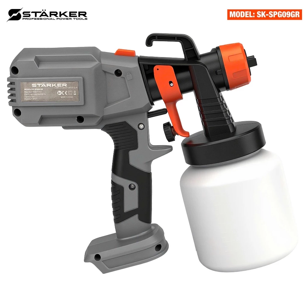 Máy Phun Sơn Pin STARKER Chân Pin Phổ Thông Chỉnh Được Tia Phun - máy 1pin 10cell+sạc