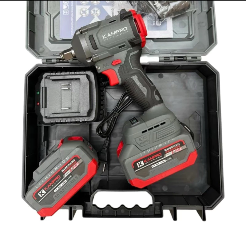 Máy Siết Bulong Kampro K360NM Động Cơ Không Chổi Than Đầu 1/2 Lực Siết 360N Bảo Hành 6 Tháng - Máy 2pin +sạc+pk
