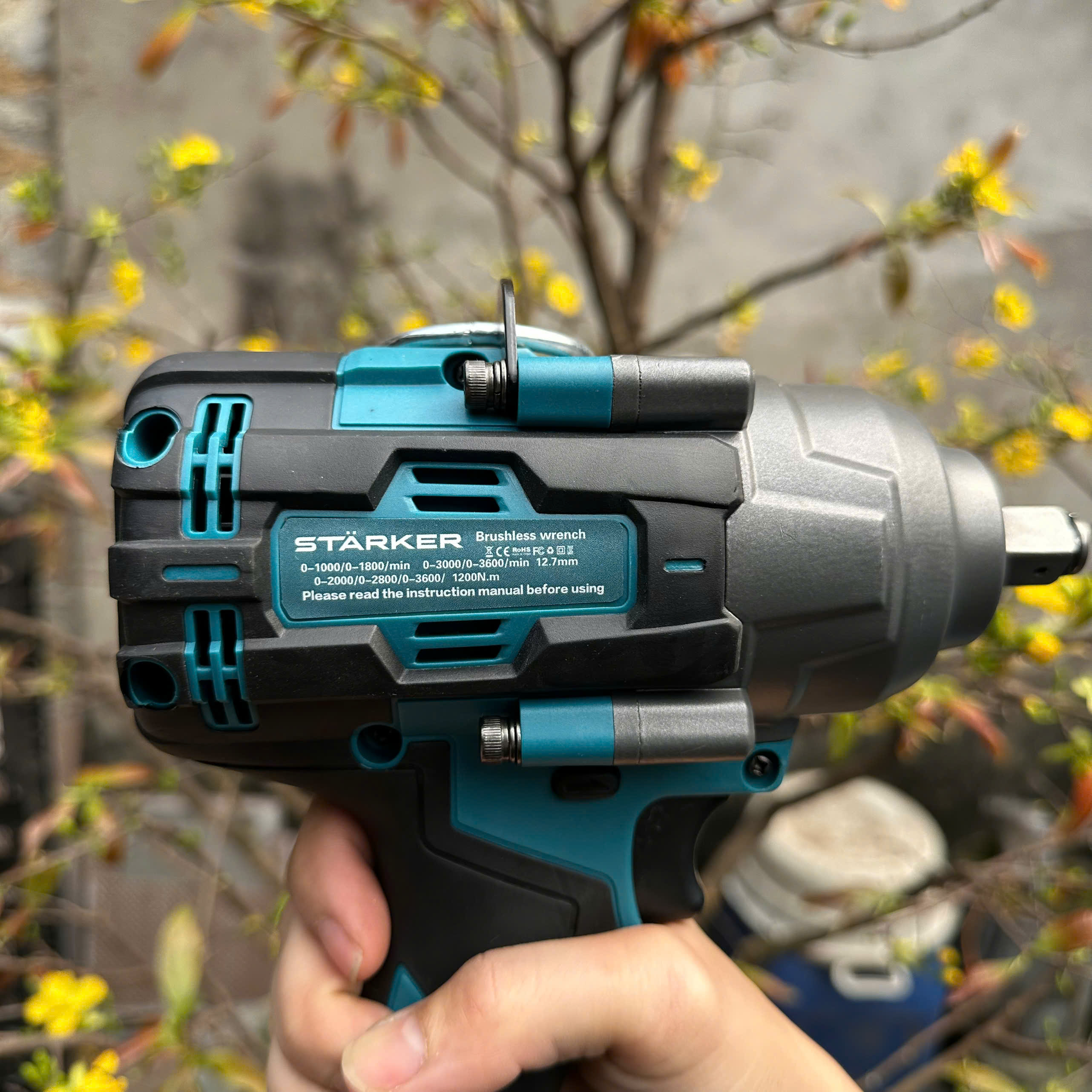 Máy Siết bulong STARKER Lực búa khủng 1200N.m - Máy bắn ốc chân pin phổ thông lõi đồng 100% - thân máy