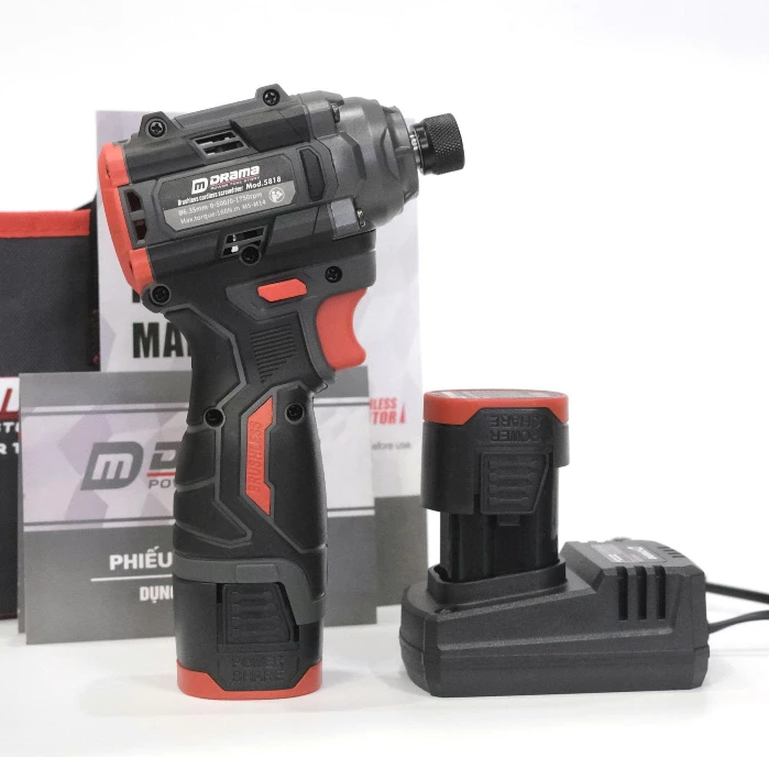 Máy chuyên vít có búa drama 5818 PIN 4 CELL động cơ không than, máy khoan, máy bắn tôn, máy bắn vít