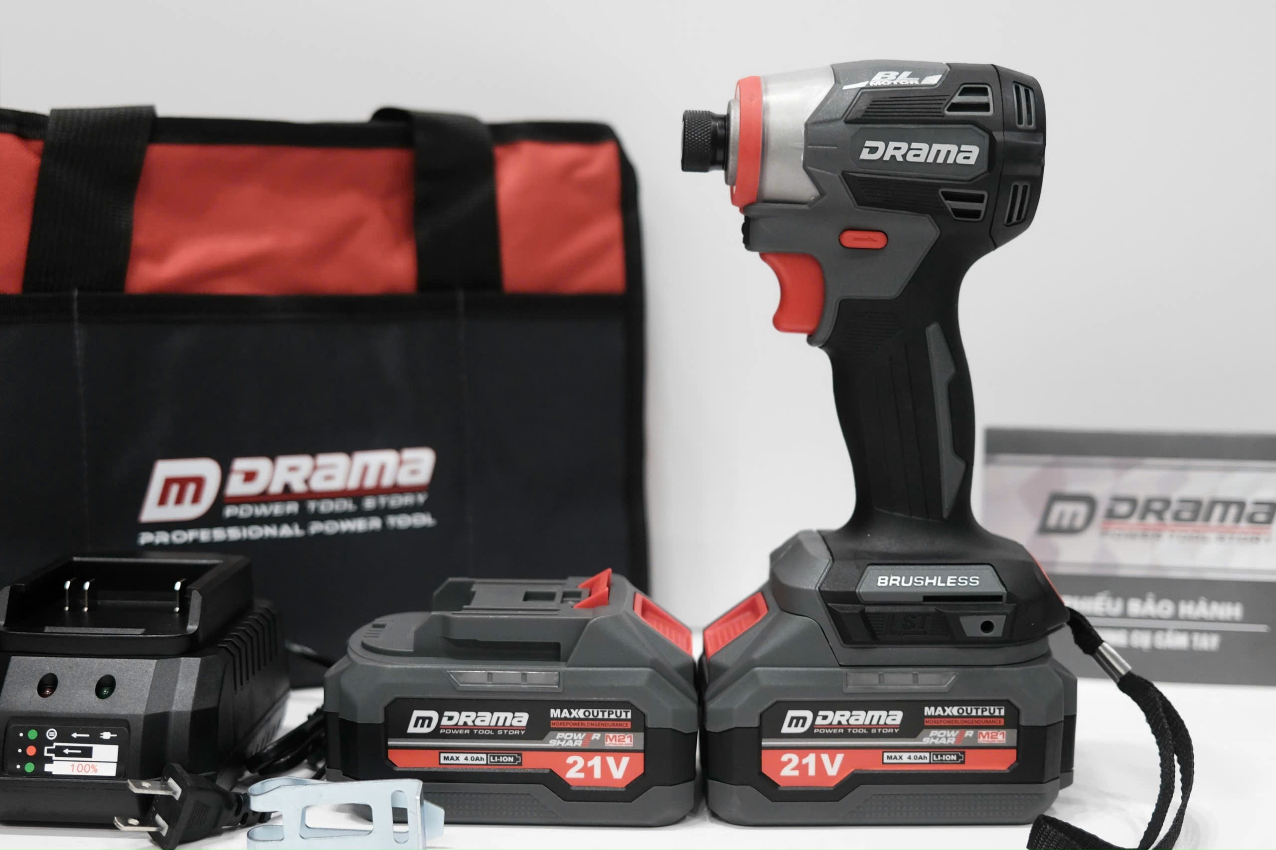 Máy chuyên vít pin DRAMA 5668, Động cơ Không chổi than 4 Tốc độ, Thiết kế Compact, Nhỏ gọn, Hiện đại - máy 2pin+sạc