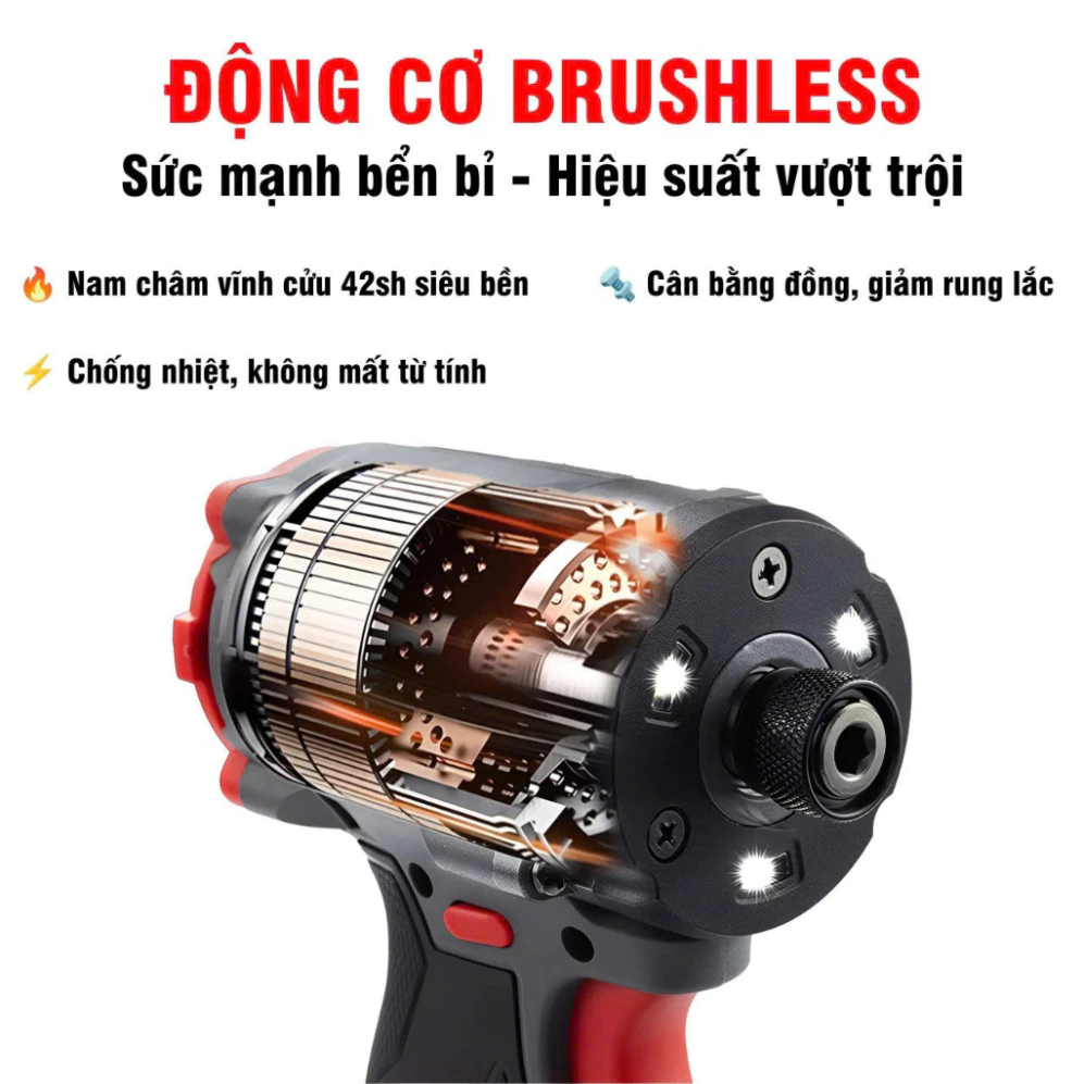 Máy chuyên vít pin STARKER SK-CV2850GR, Lực siết 280NM, Không chổi than, 4 Cấp tốc độ, Chân pin phổ thông - thân máy