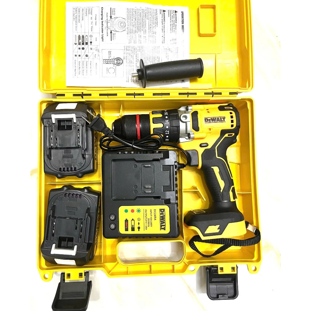 Máy khoan pin 199V, 2 PIN, KHÔNG CHỔI THAN, 100% DÂY ĐỒNG, 3 CHỨC NĂNG - Máy 2 pin+sạc