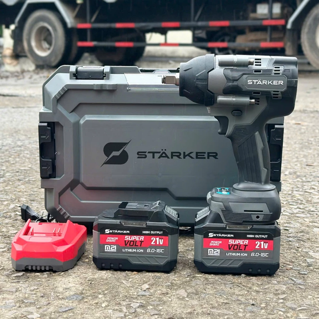 Máy siết mở bulong chính hãng starker mở ốc 30 trở về - Bảo hành 12 tháng , Lực siết 700N.m - máy 2pin+sạc