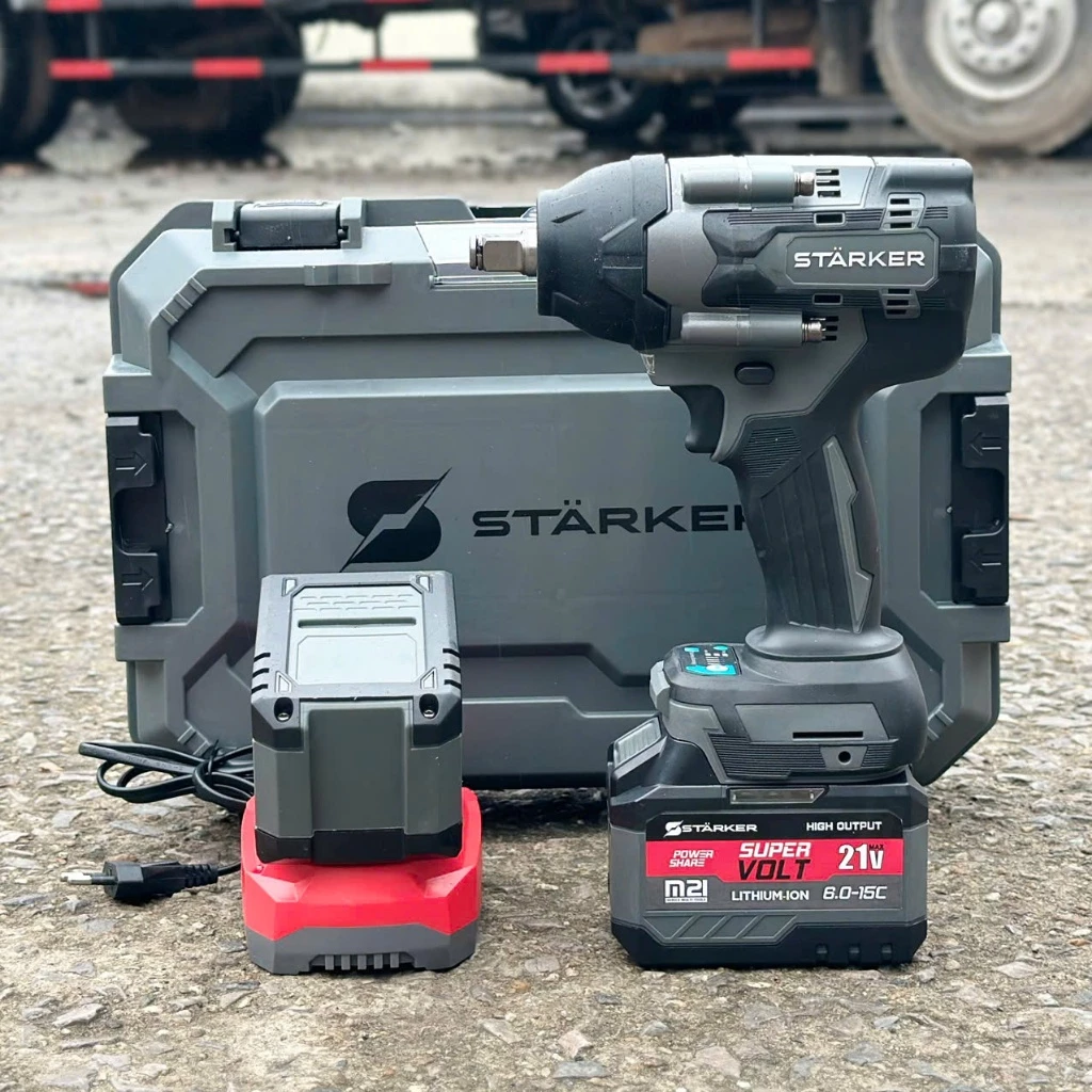 Máy siết mở bulong chính hãng starker mở ốc 30 trở về - Bảo hành 12 tháng , Lực siết 700N.m - máy 2pin+sạc