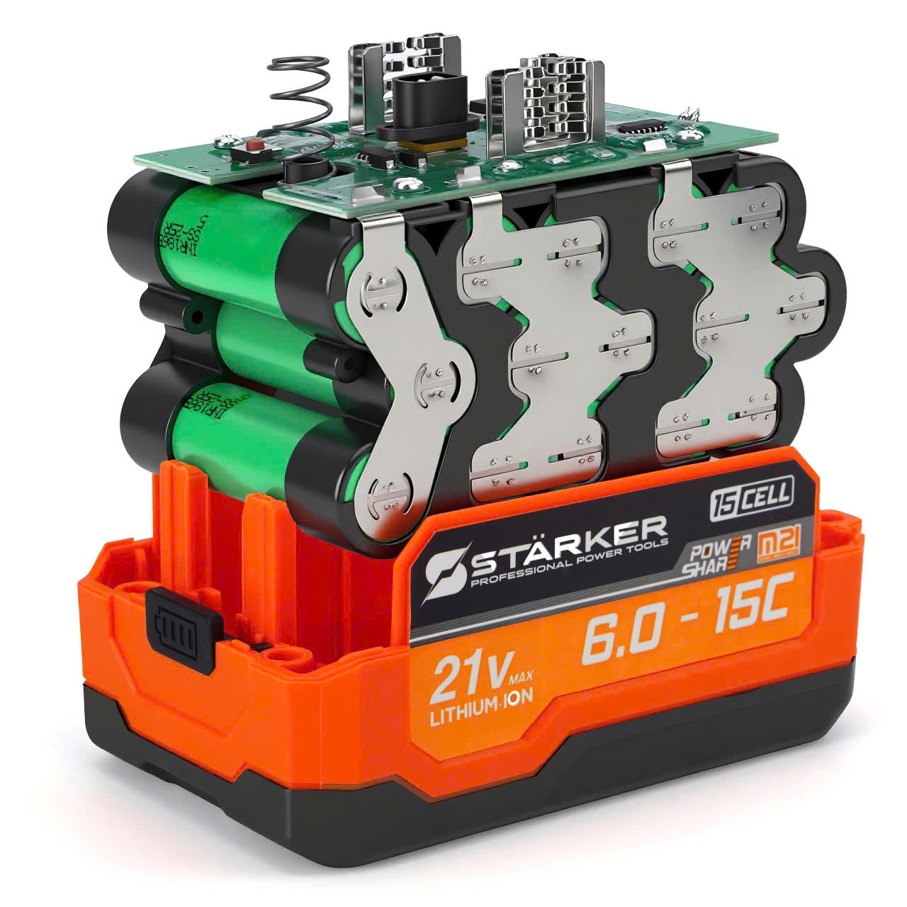 Pin 15cell STARKER - Mạch 4 mosfet led sườn cam chân pin thông dụng 4cm - pin 15c stk