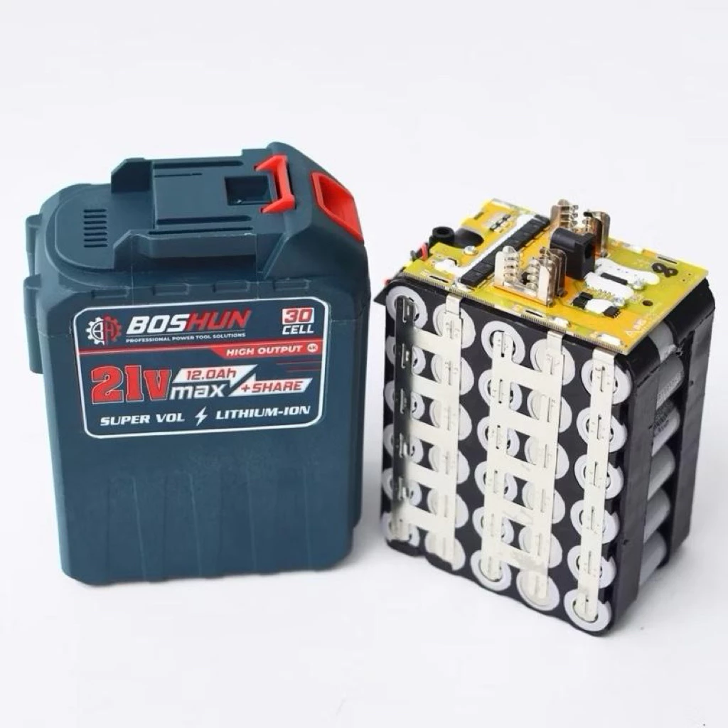 Pin 30 Cell Boshun mạch 8fes cell xám 12Ah Dung Lượng Cao, Chân Pin Phổ Thông, Có Đèn Báo Pin - pin 30cell