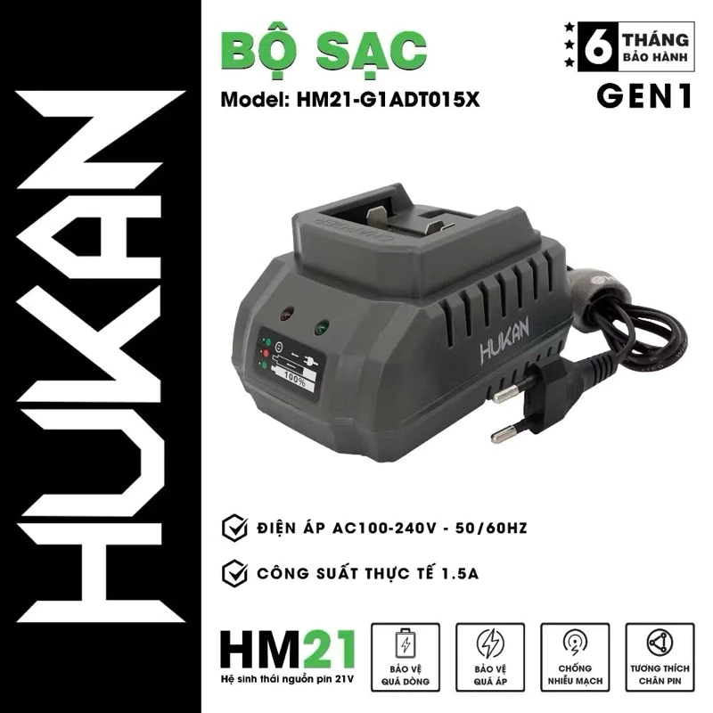 Sạc HUKAN 1.5A, Chân phổ thông 4cm