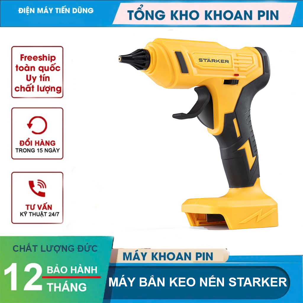 Súng bắn keo dùng pin chân phổ thông Makita - Súng bắn keo nến STARKER - nóng nhanh - tiện dụng - thân máy