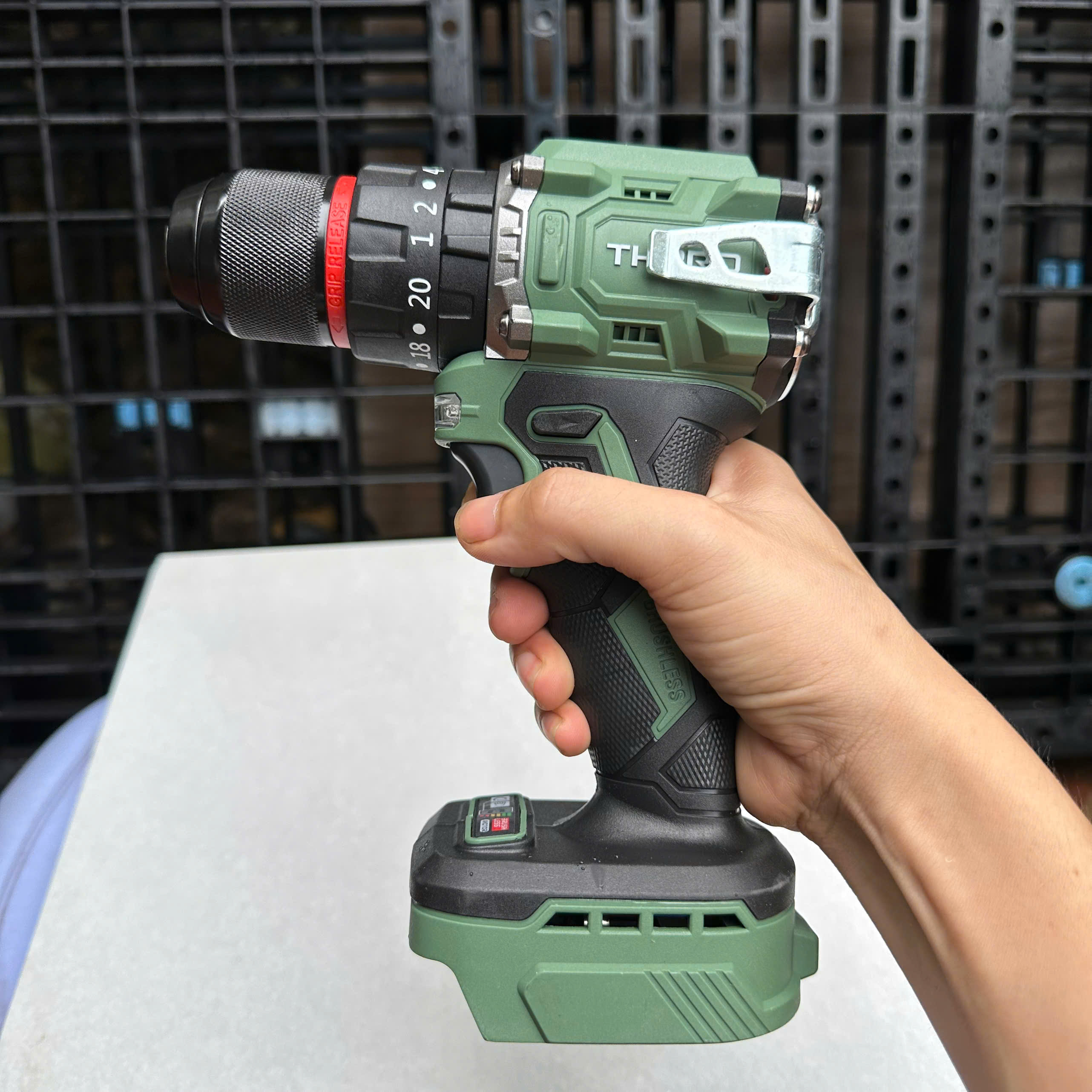 Thân Máy Khoan Pin 3 Chức Năng THPRO Xanh 10ly Động Cơ Không Chổi Than Sử Dụng Chân Pin Phổ Thông