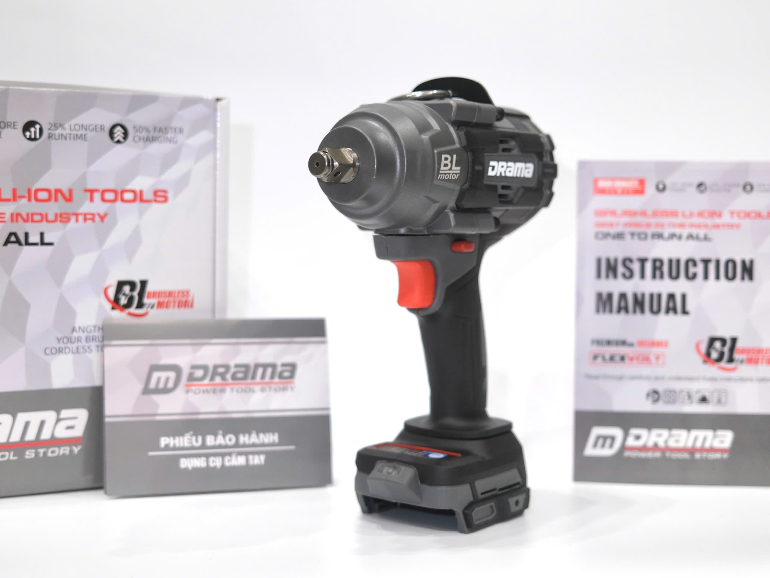 Thân máy siết bulong DRAMA D5600, Lực siết 1880Nm, Động cơ Không chổi than Siêu mạnh mẽ bền bỉ, Chân pin phổ thông 4cm