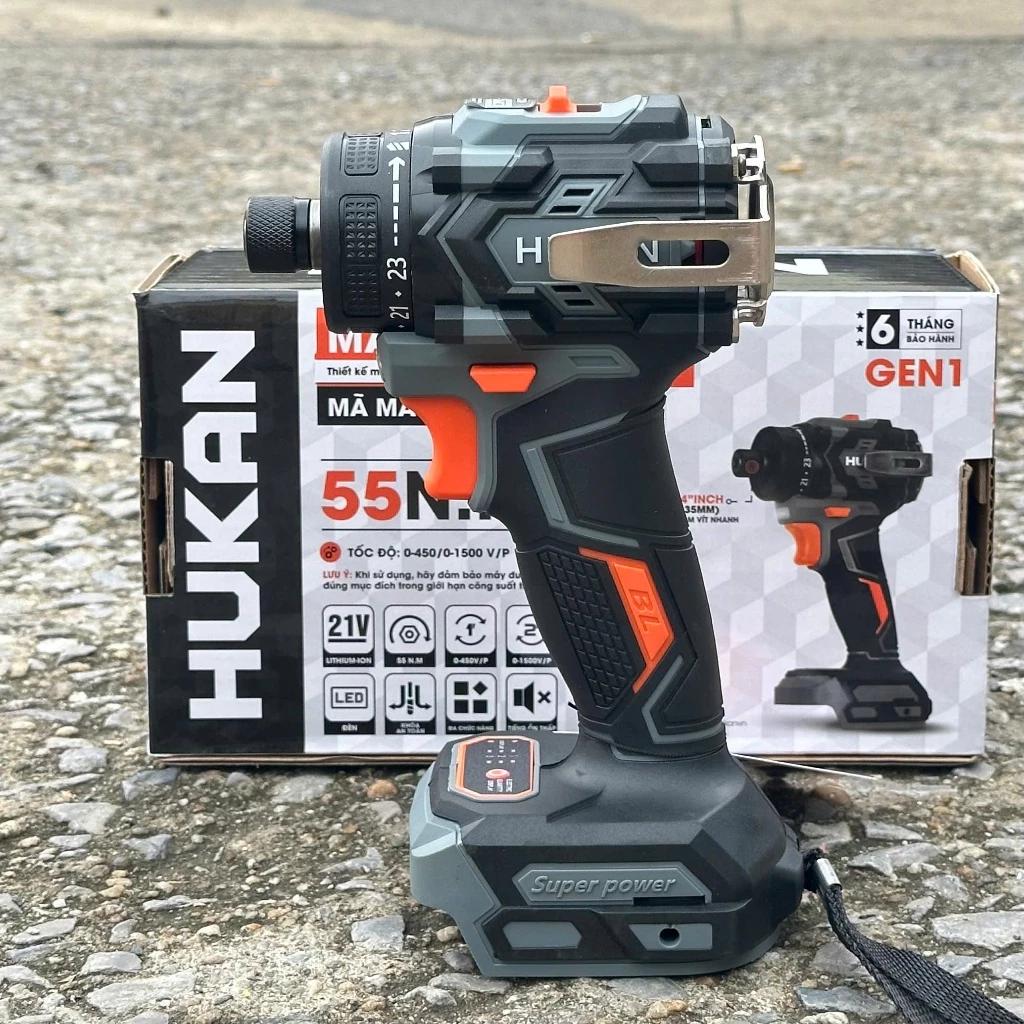 thân Máy Chuyên Vít Trượt Pin HUKAN HM21-G1-VT555, Lực Siết 55Nm, 21 Cấp trượt