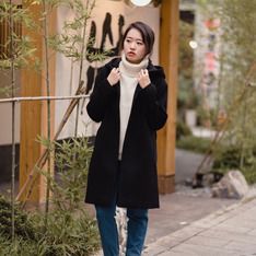 Áo Khoác Dạ Dài Sợi Lông Cừu Uniqlo-nữ-184541-09Black-S
