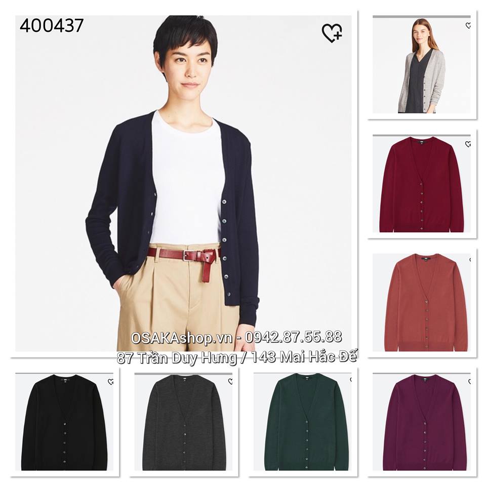 NM_Áo len Cadigan Merino Nữ Uniqlo Cổ Tim