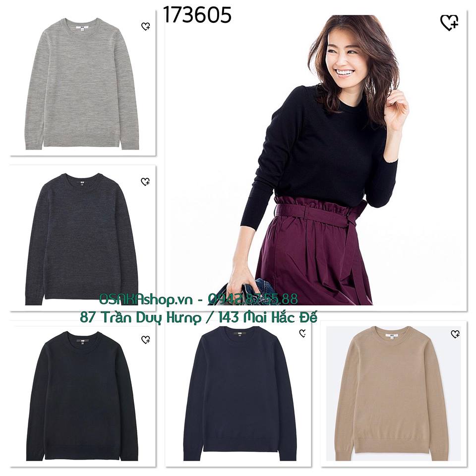 NM_Áo len Cadigan Merino Nữ Uniqlo Cổ Tròn