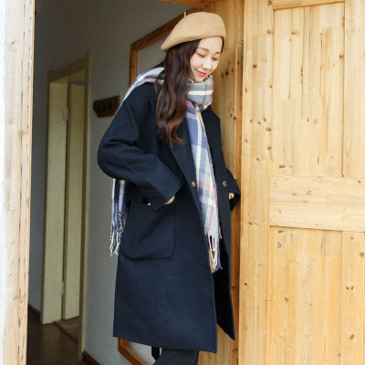Áo Khoác Dạ Dài Sợi Lông Cừu Uniqlo-nữ-184540-69 Navy-M