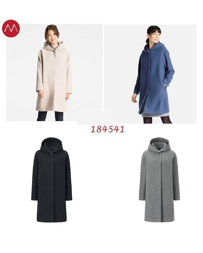 Áo Khoác Dạ Dài Sợi Lông Cừu Uniqlo-nữ-184541-09 Black-M