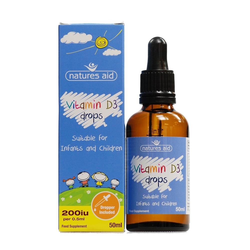 Natures Aid Vitamin D3 drops 50ml cho bé 0-5 tuổi Anh