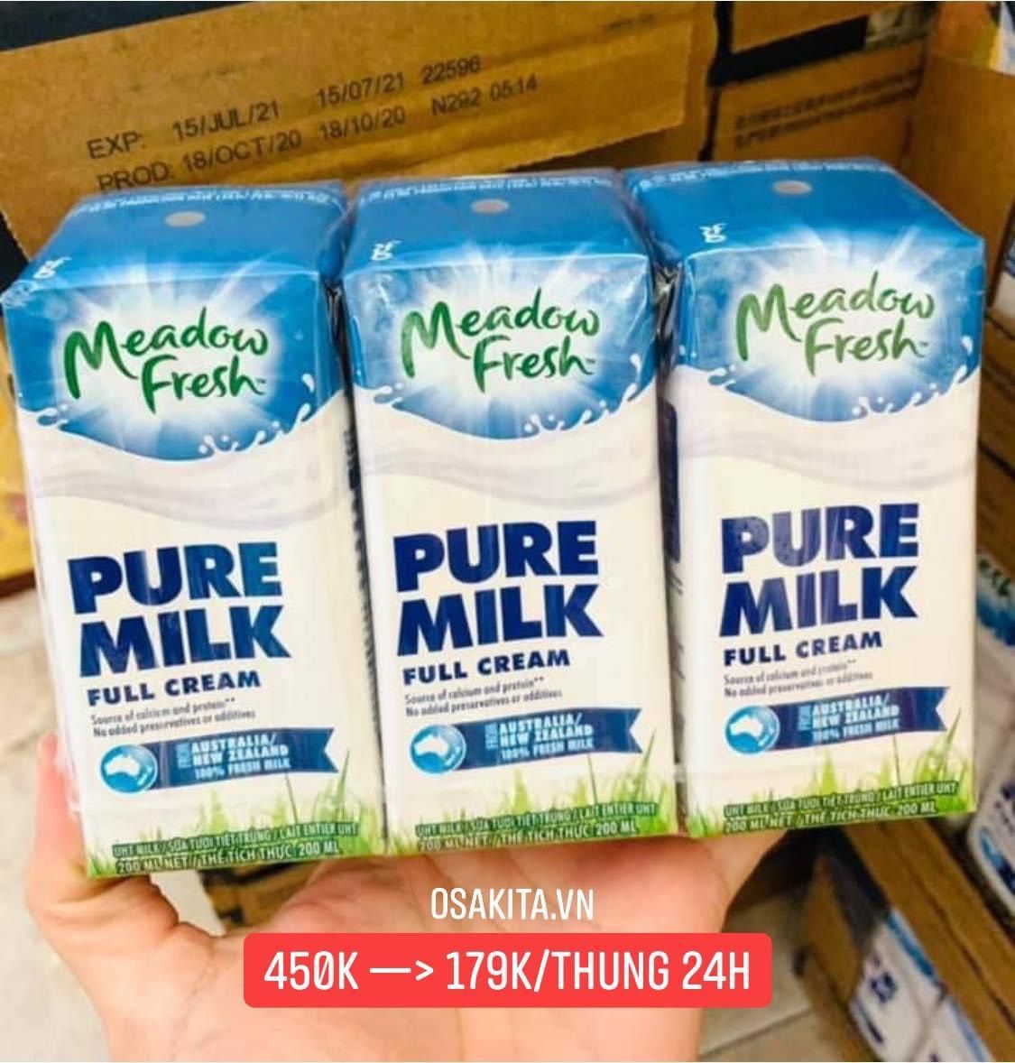 Sữa Tươi Tiệt Trùng Nguyên Kem Meadow Fresh Pure Milk (24hx200ml)-Úc