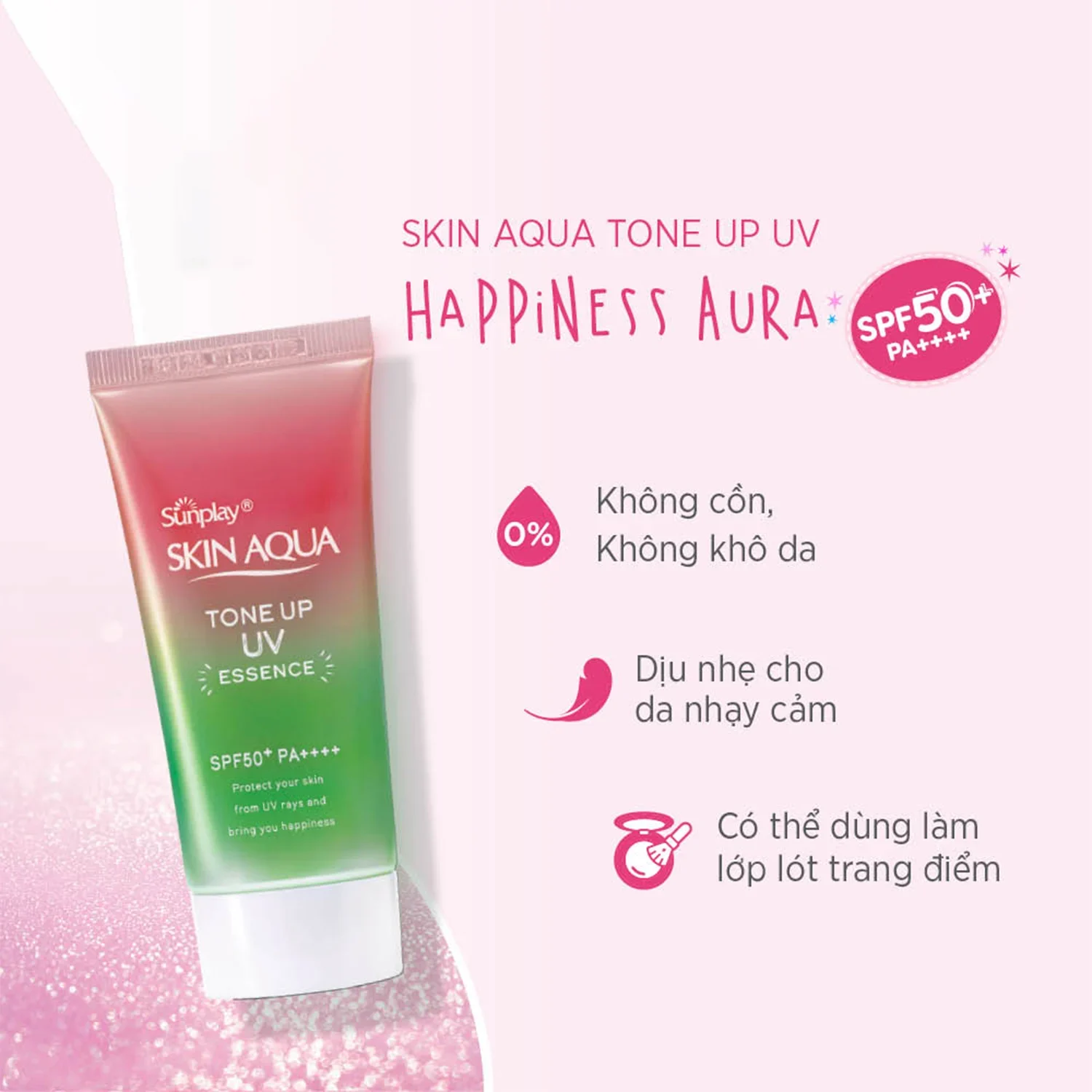 Kem Chống Nắng Skin Aqua Tone Up UV Essence Happiness Aura 80g- Hồng Xanh Lá