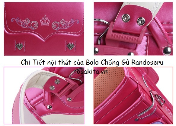 Balo Cặp sách Chống Gù OsakaRandoseru RS8558 - Hồng Thêu Tim