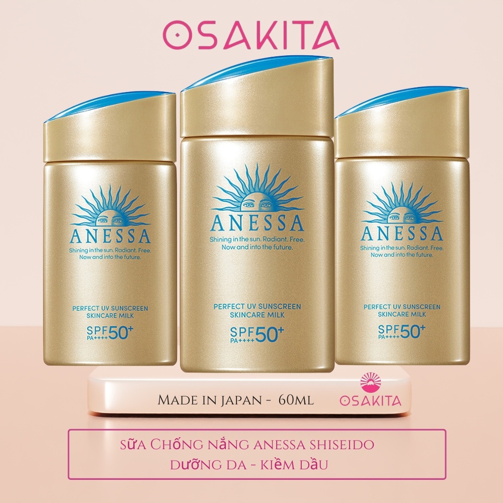 Kem Chống Nắng Anessa Shiseido 60ml - Dạng Sữa (Vàng Kiềm Dầu)