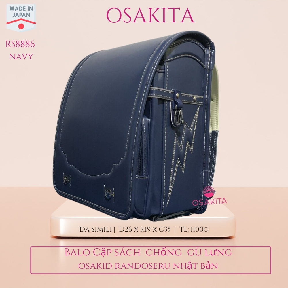 Balo Cặp sách Chống Gù Nhật Osaki Randoseru R8886 - Navy