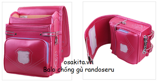 Balo Cặp sách Chống Gù Osaka Randoseru RS8558- Tím Tim Thêu