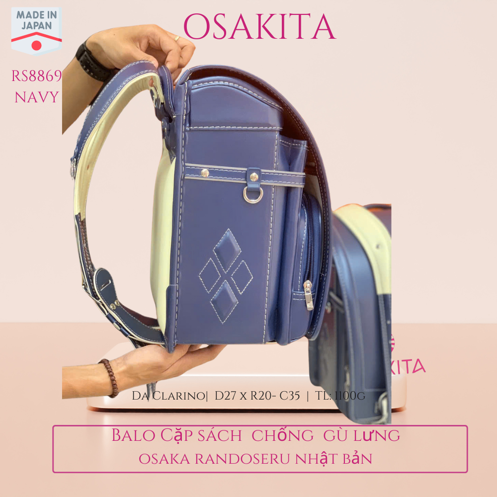 Balo Cặp sách Chống Gù Nhật Osaka Randoseru RS8869 - Xanh Trám Navy