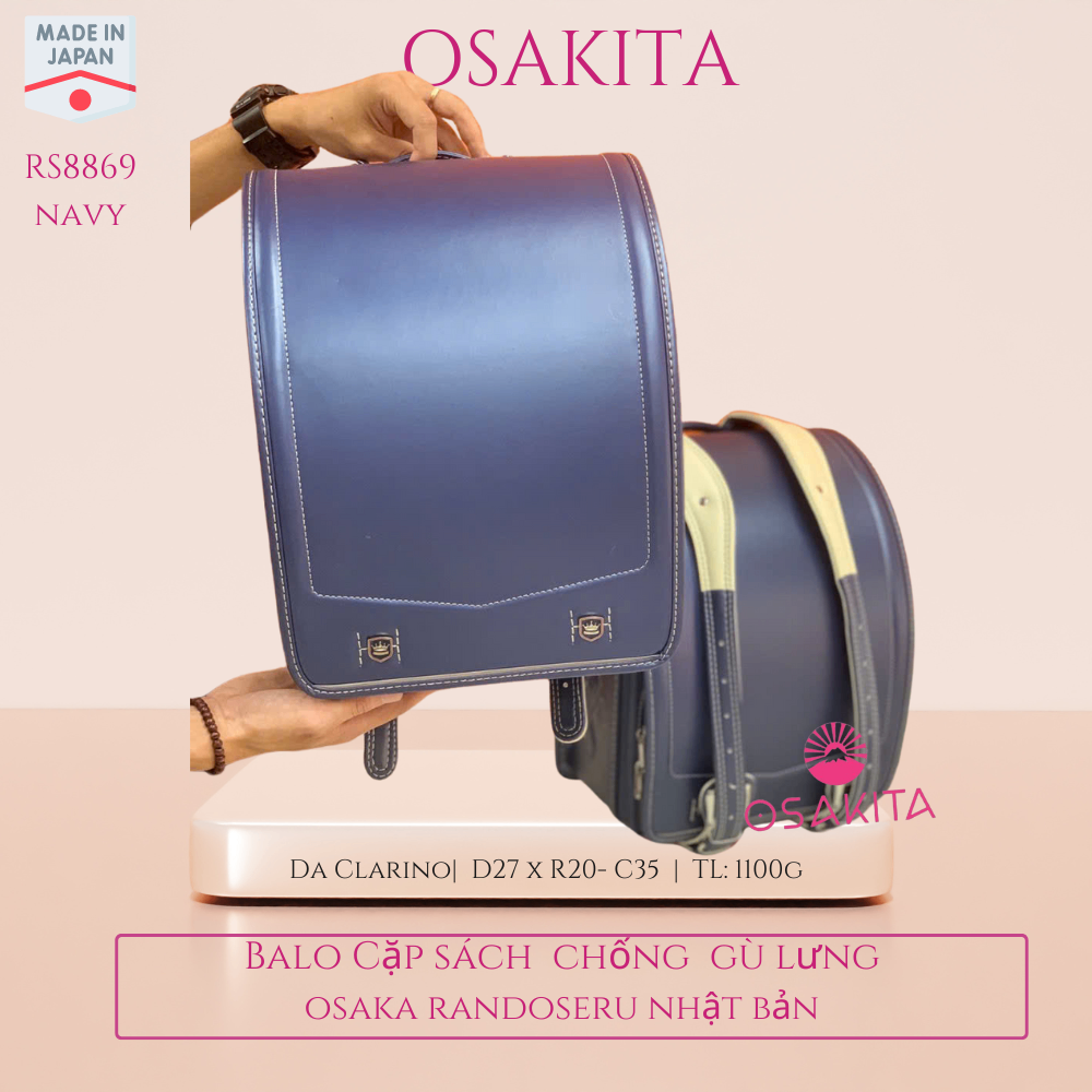 Balo Cặp sách Chống Gù Nhật Osaka Randoseru RS8869 - Xanh Trám Navy