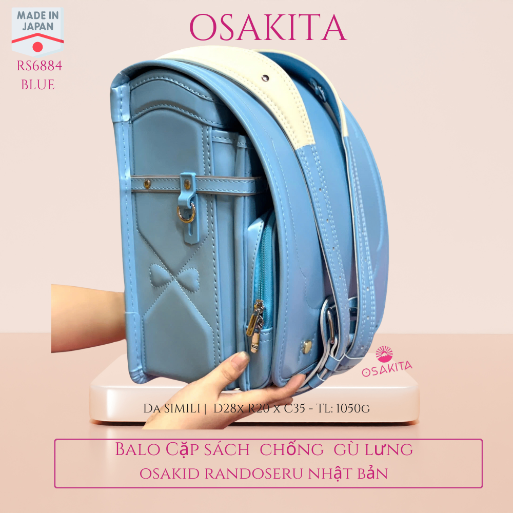 Balo Cặp sách Chống Gù Osaka Randoseru Nhật RV8884 - Xanh Blue