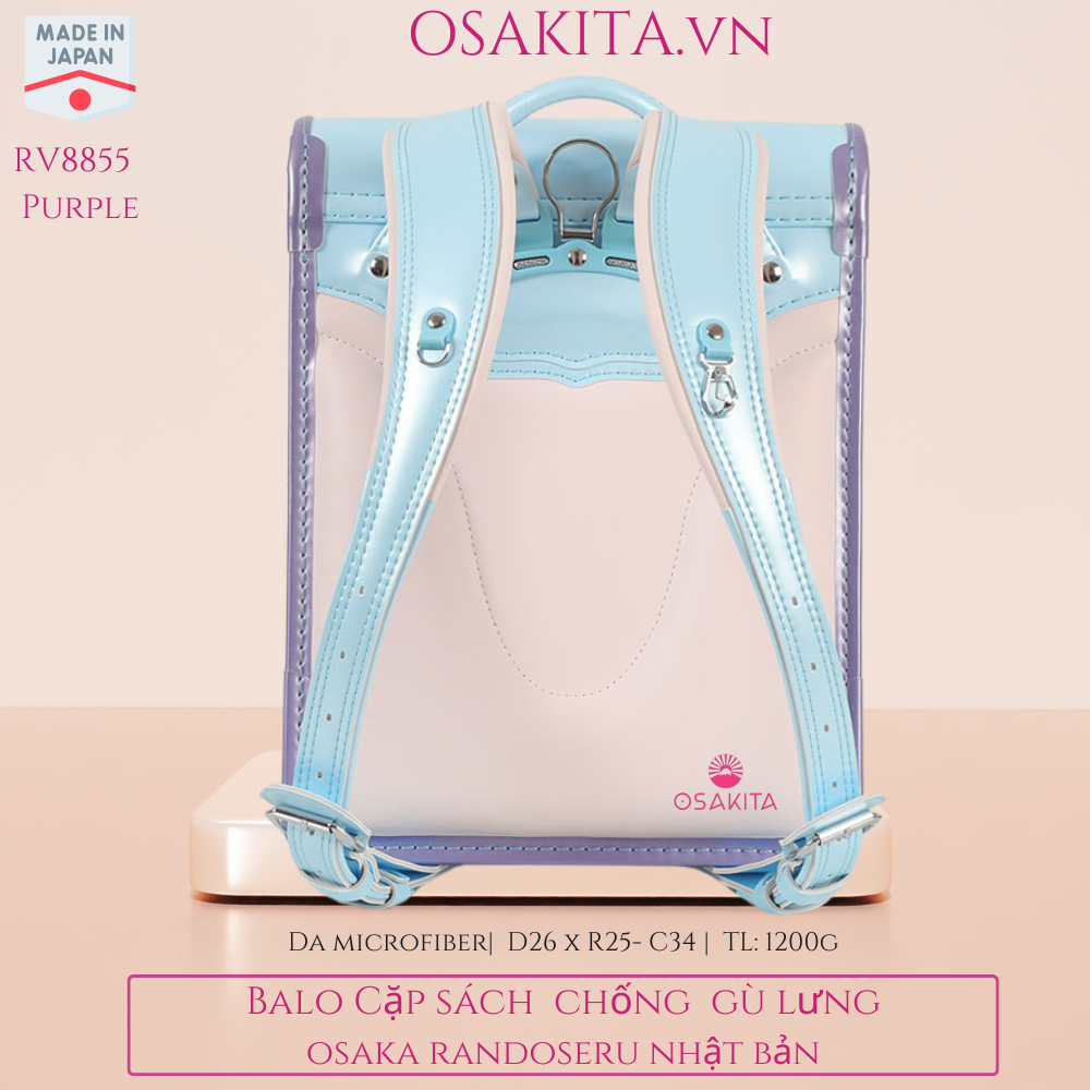 Balo Cặp sách Chống Gù Osaka Randoseru Nhật - RV8855 - Xanh