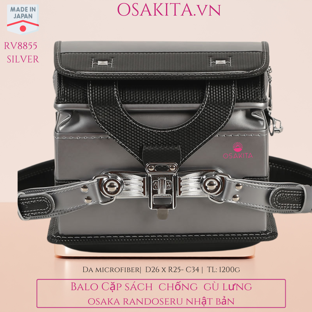 Balo Cặp sách Chống Gù Osaka Randoseru Nhật - RV8855 - Xanh
