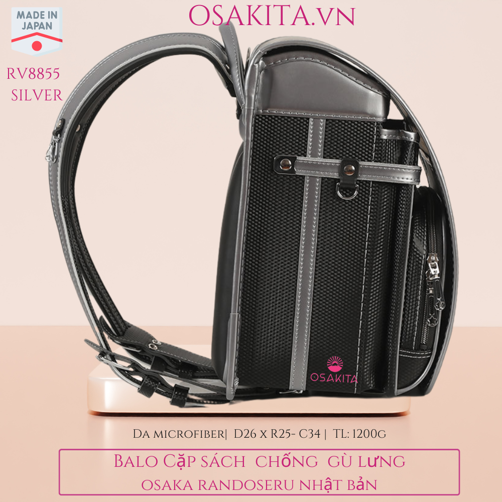 Balo Cặp sách Chống Gù Osaka Randoseru Nhật - RV8855 - Xanh
