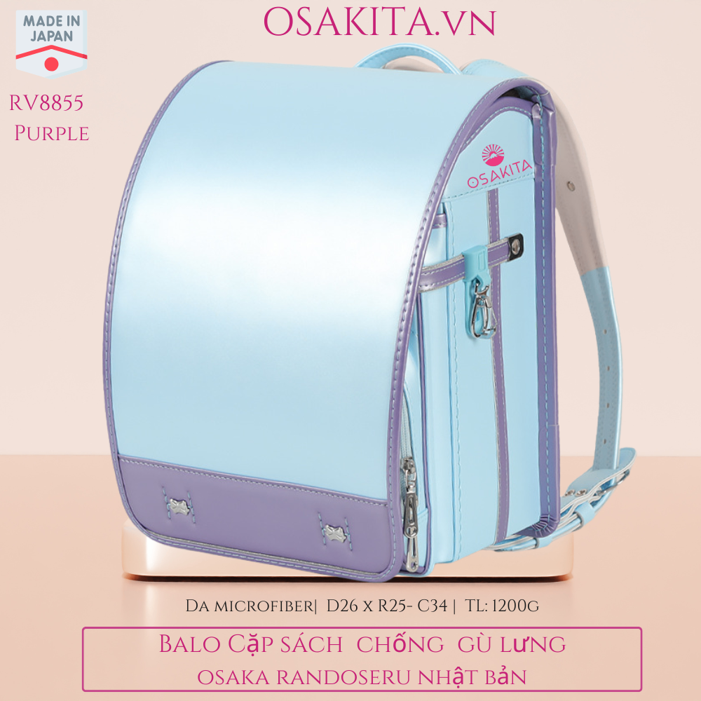 Balo Cặp sách Chống Gù Osaka Randoseru Nhật - RV8855 - Xanh