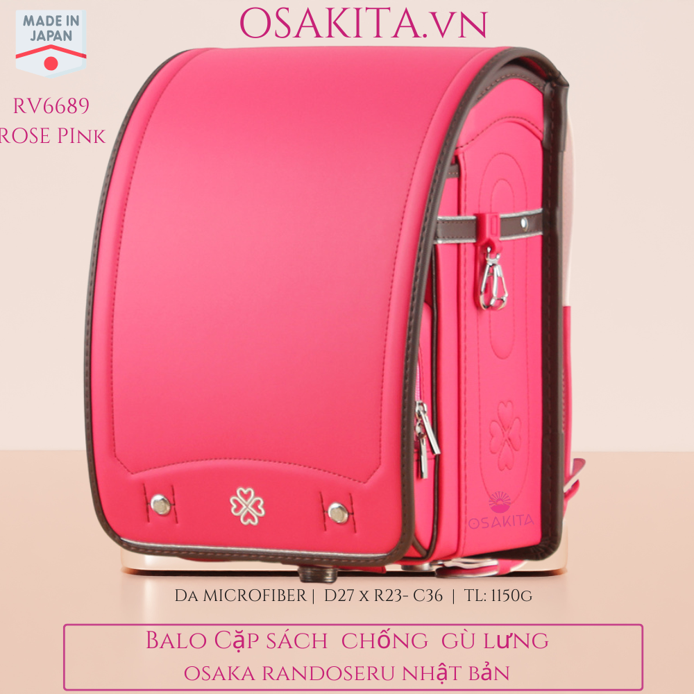 Balo Cặp sách Chống Gù Osaka Randoseru Nhật RS6689 - Hồng Viền