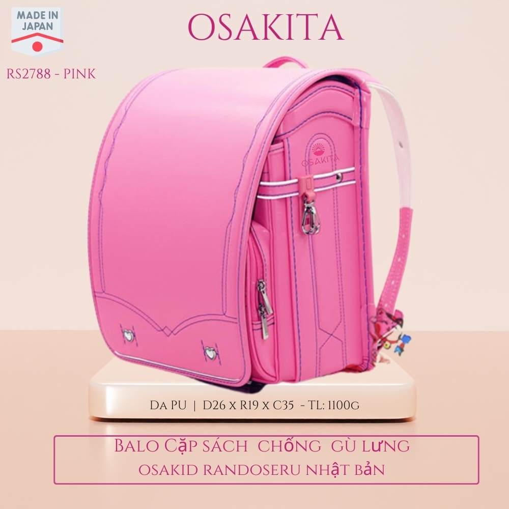 Balo Cặp sách Chống Gù Nhật Osaki Randoseru RS2788 - Hồng phấn TB
