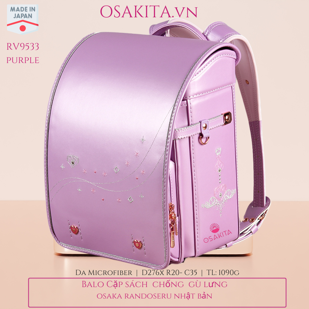 Balo Cặp sách Chống Gù Osaka Randoseru Nhật RV9953 - Purple