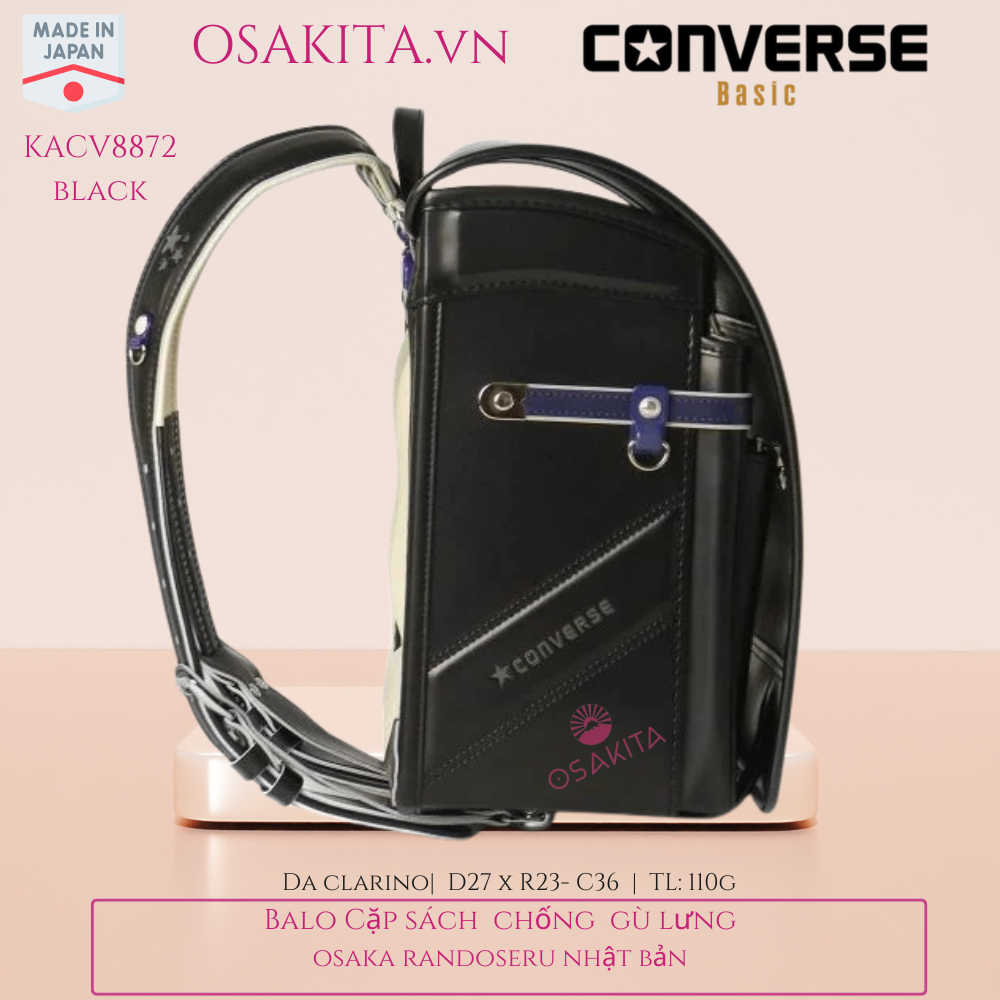 Balo Cặp Sách Chống Gù CONVERSE Randoseru Nhật - KACV8872 - Black
