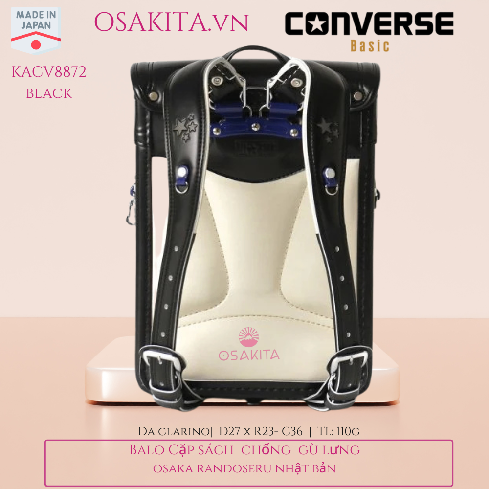 Balo Cặp Sách Chống Gù CONVERSE Randoseru Nhật - KACV8872 - Black