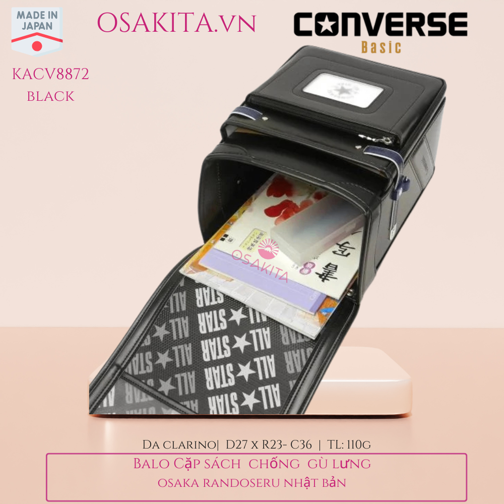 Balo Cặp Sách Chống Gù CONVERSE Randoseru Nhật - KACV8872 - Black