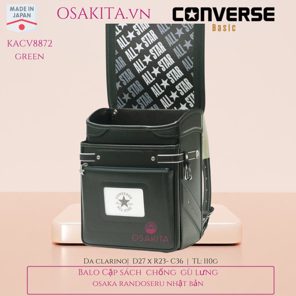 Balo Cặp Sách chống gù CONVERSE Randoseru Nhật - KACV8872 - Green