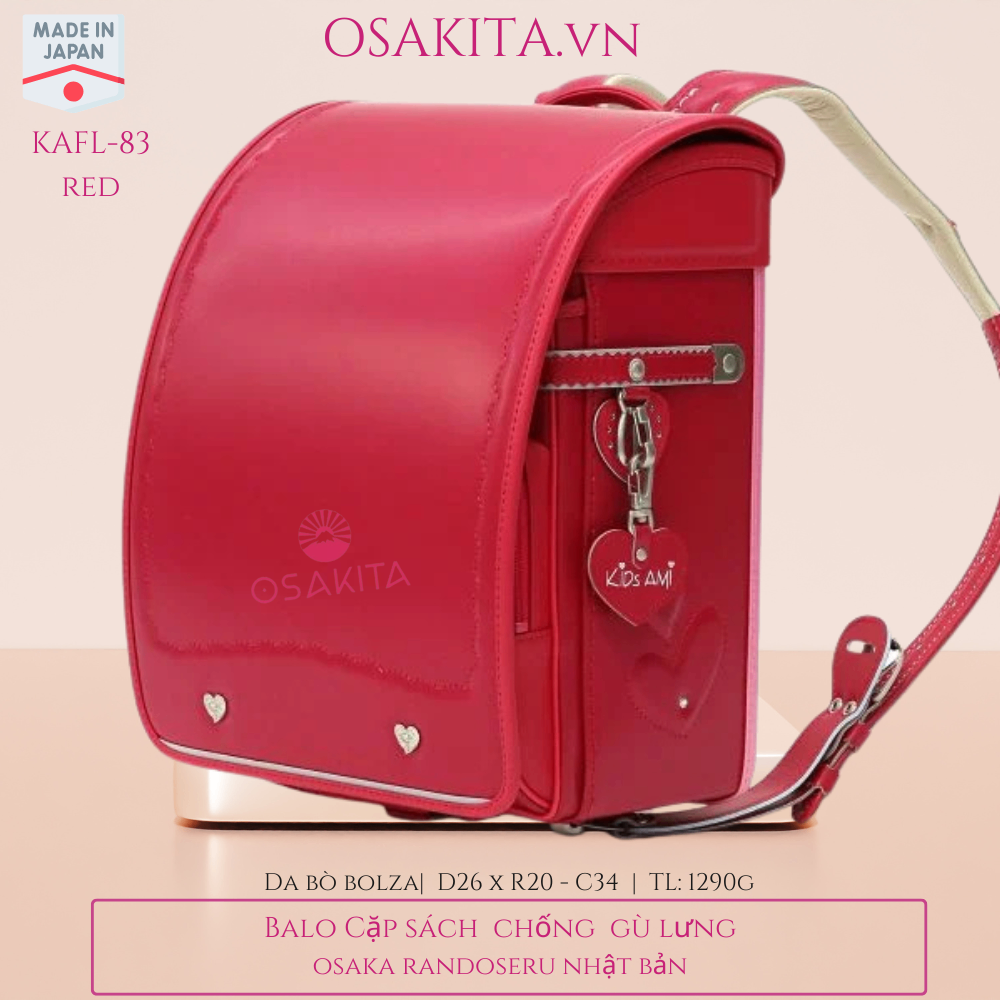 Balo Cặp sách Chống Gù OSAKITA Randoseru Nhật KAFL83 - Red